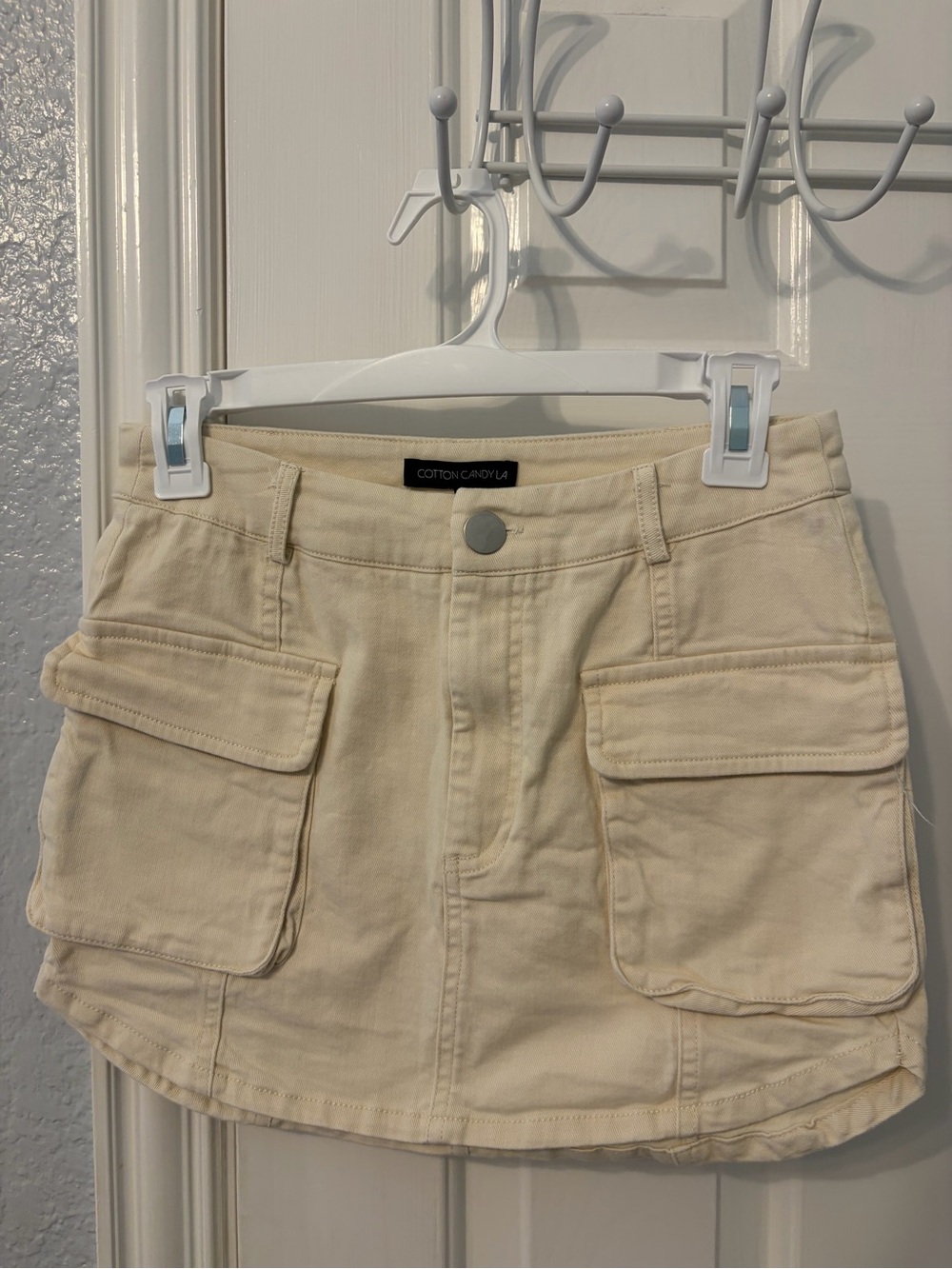 Cotton Candy LA Ivory Cargo Skirt with Front Flaps - Women